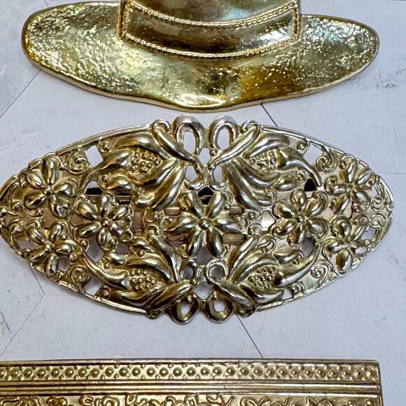 Vintage Goody Hair Barrettes Lot of 6 Gold Tone Metal 1980s Coquette Clip Pearls main image 16